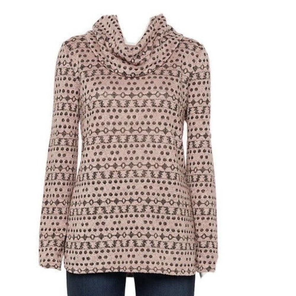 Croft & Barrow Large Cowl Neck Top. Blush Pink Eyelash Pullover. Machine Wash.